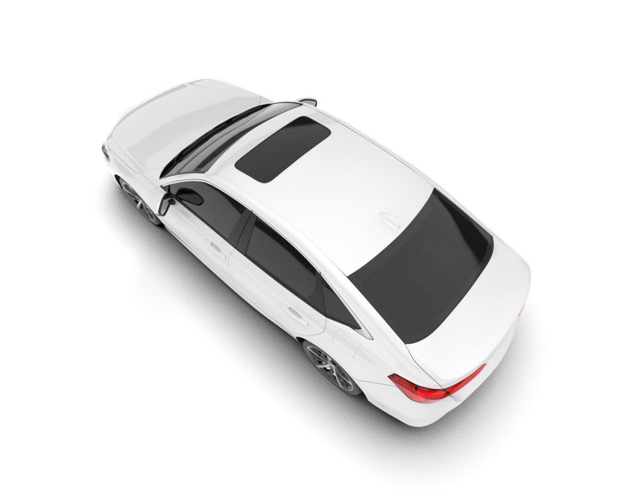 White city car isolated on transparent background. 3d rendering - illustration png