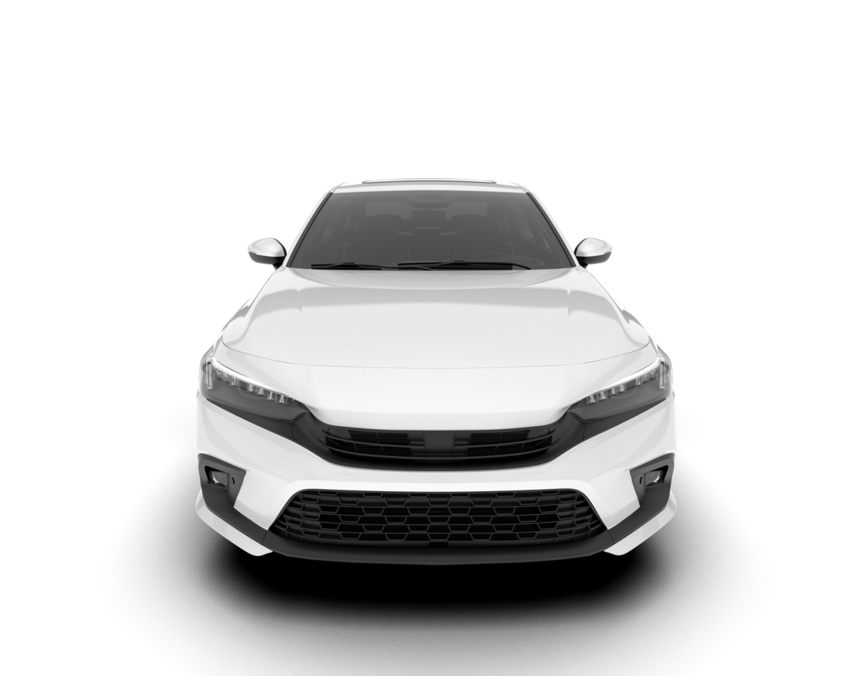 White city car isolated on transparent background. 3d rendering - illustration png