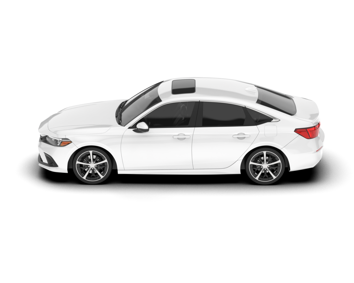 White city car isolated on transparent background. 3d rendering - illustration png