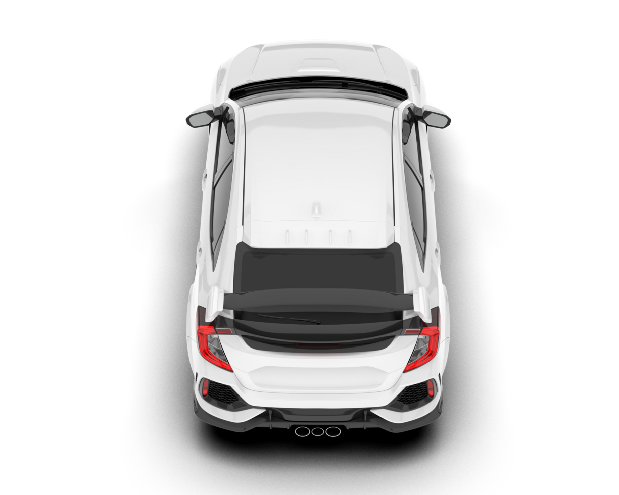 White city car isolated on transparent background. 3d rendering - illustration png
