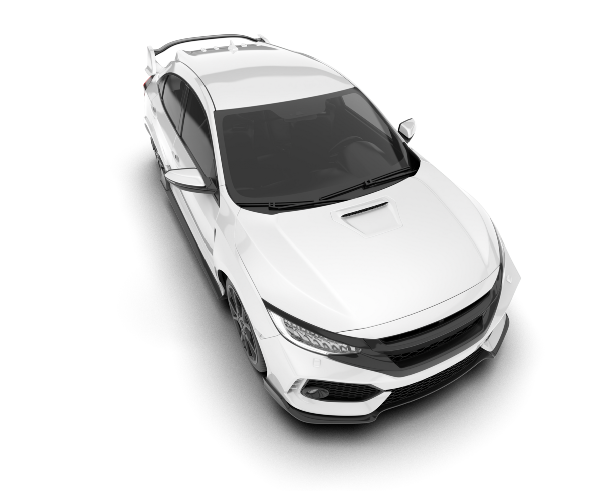 White city car isolated on transparent background. 3d rendering - illustration png