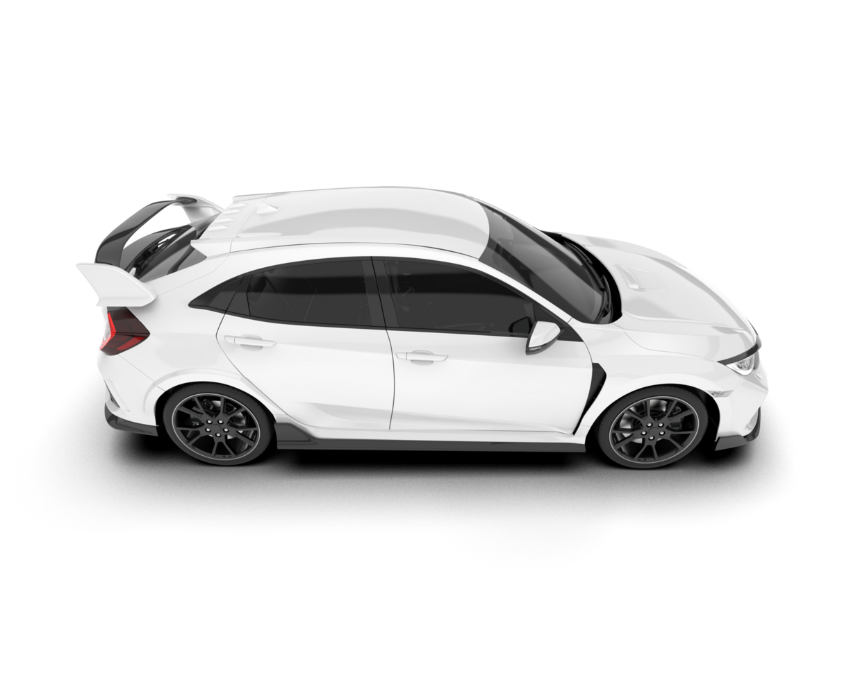 White city car isolated on transparent background. 3d rendering - illustration png