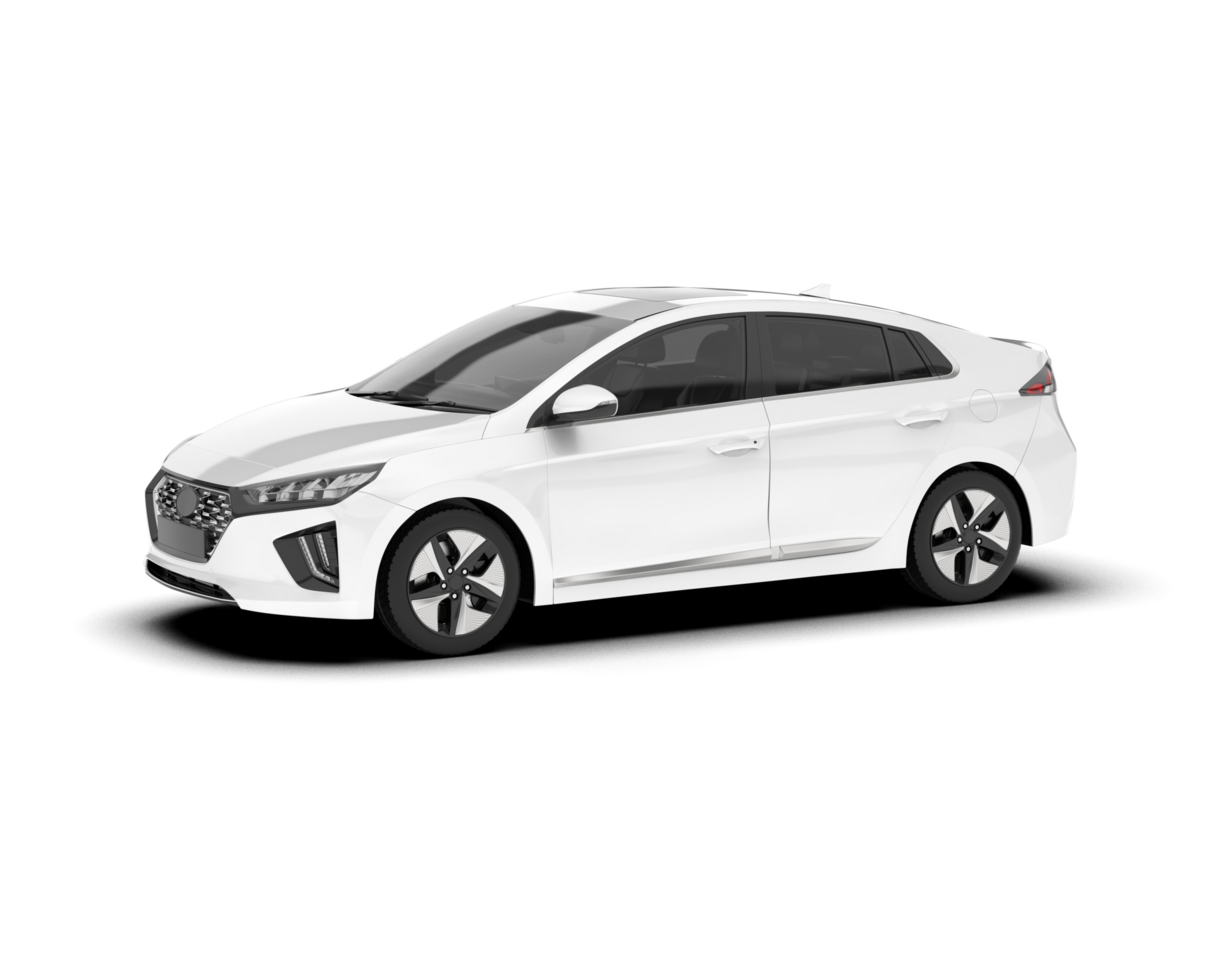 White city car isolated on transparent background. 3d rendering - illustration png