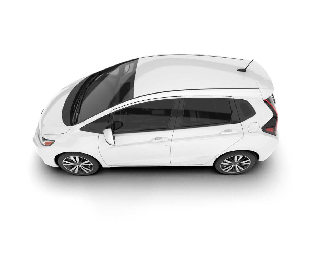 White city car isolated on transparent background. 3d rendering - illustration png