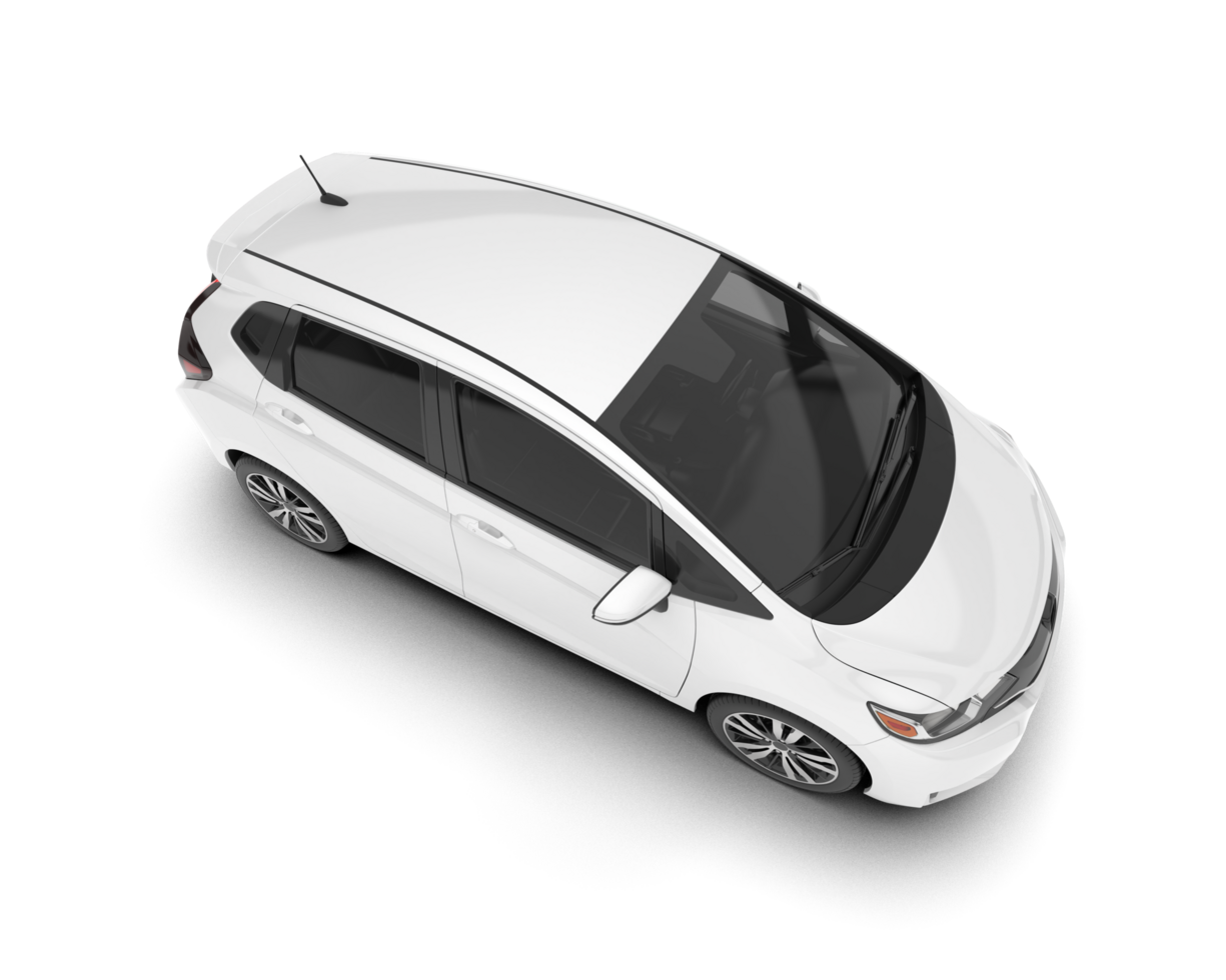 White city car isolated on transparent background. 3d rendering - illustration png