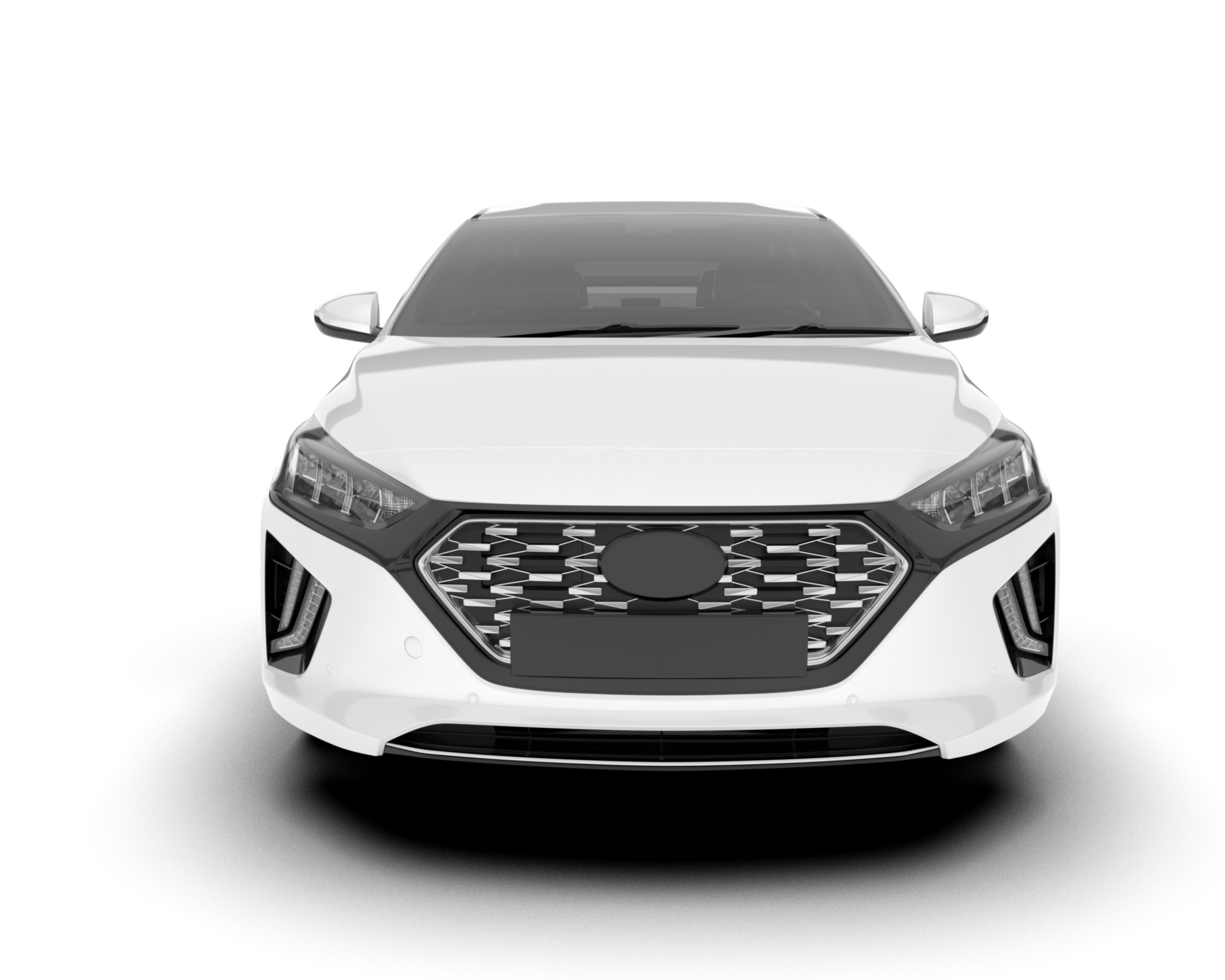 White city car isolated on transparent background. 3d rendering - illustration png