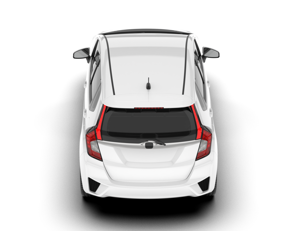 White city car isolated on transparent background. 3d rendering - illustration png