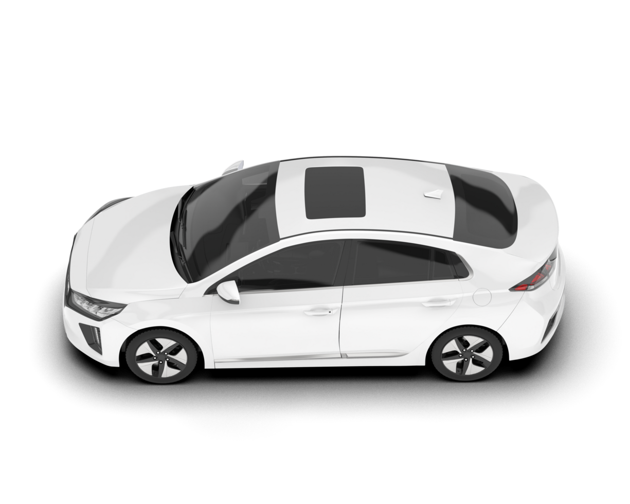 White city car isolated on transparent background. 3d rendering - illustration png