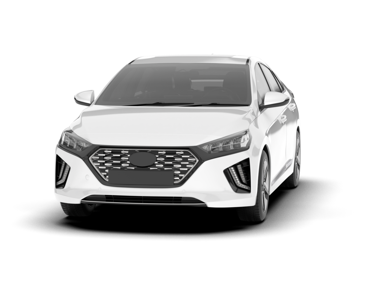 White city car isolated on transparent background. 3d rendering - illustration png