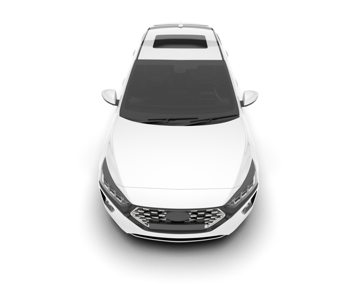 White city car isolated on transparent background. 3d rendering - illustration png