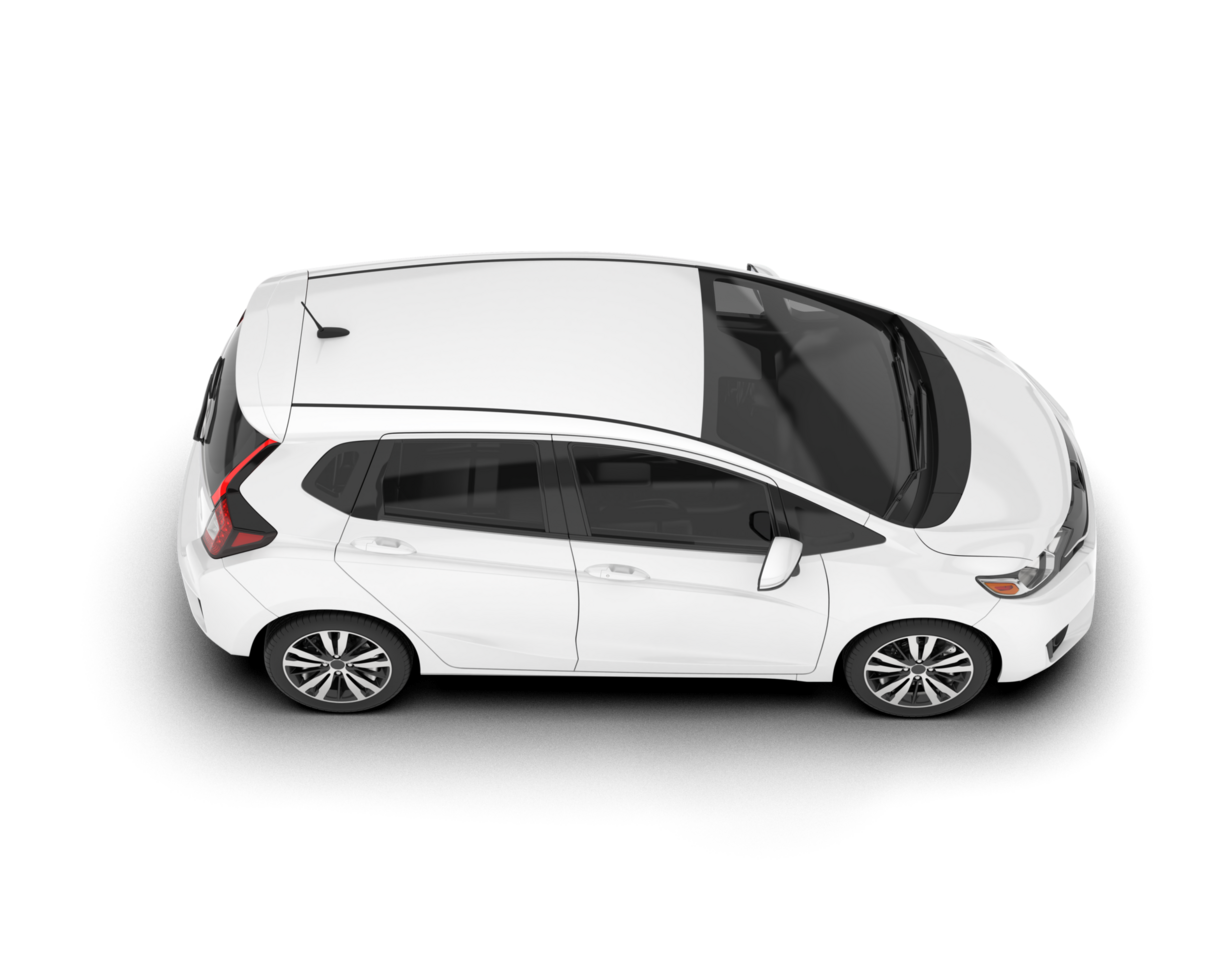 White city car isolated on transparent background. 3d rendering - illustration png
