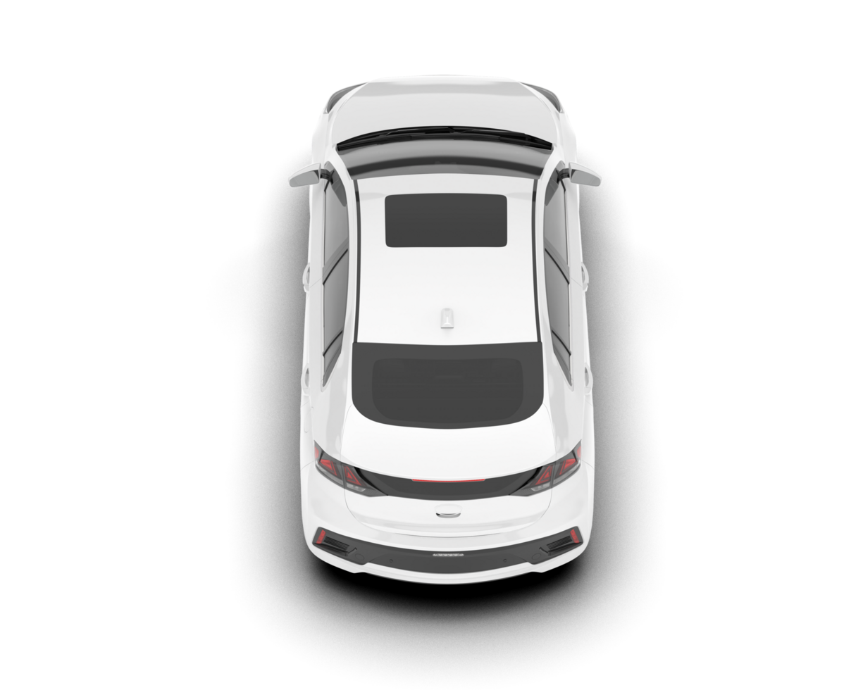 White city car isolated on transparent background. 3d rendering - illustration png