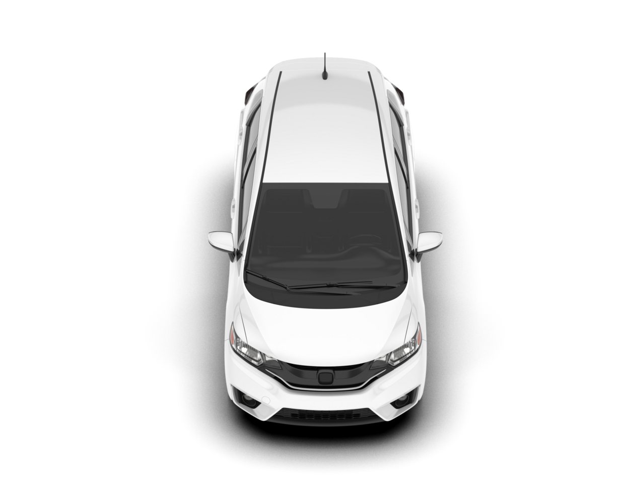 White city car isolated on transparent background. 3d rendering - illustration png