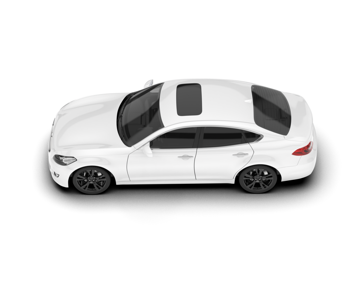 White city car isolated on transparent background. 3d rendering - illustration png