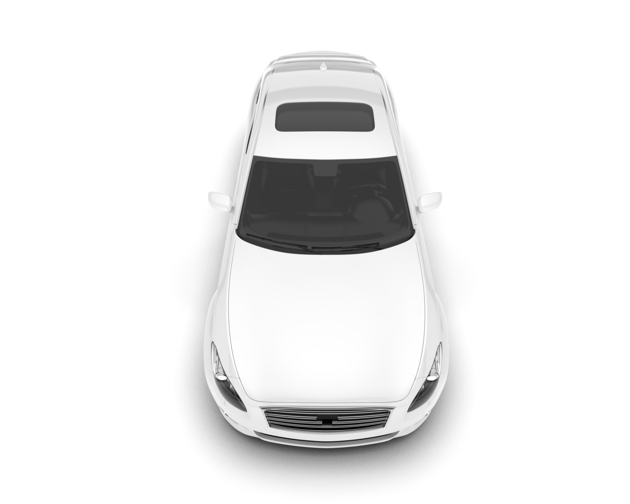 White city car isolated on transparent background. 3d rendering - illustration png