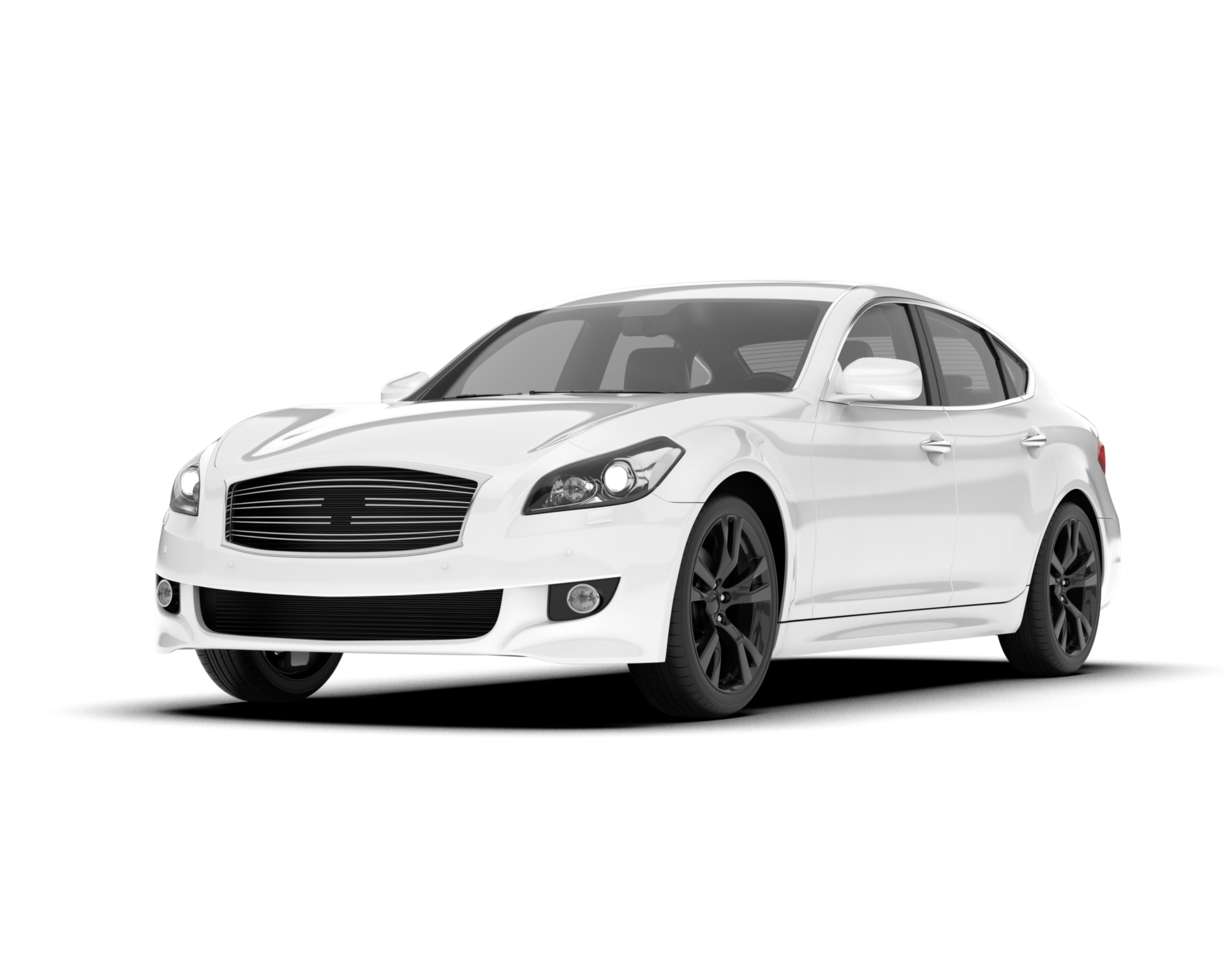 White city car isolated on transparent background. 3d rendering - illustration png