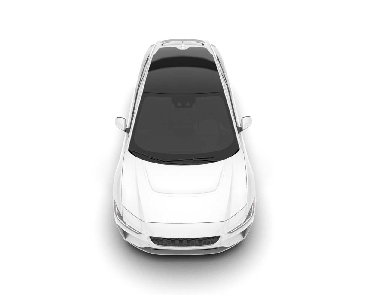 White city car isolated on transparent background. 3d rendering - illustration png