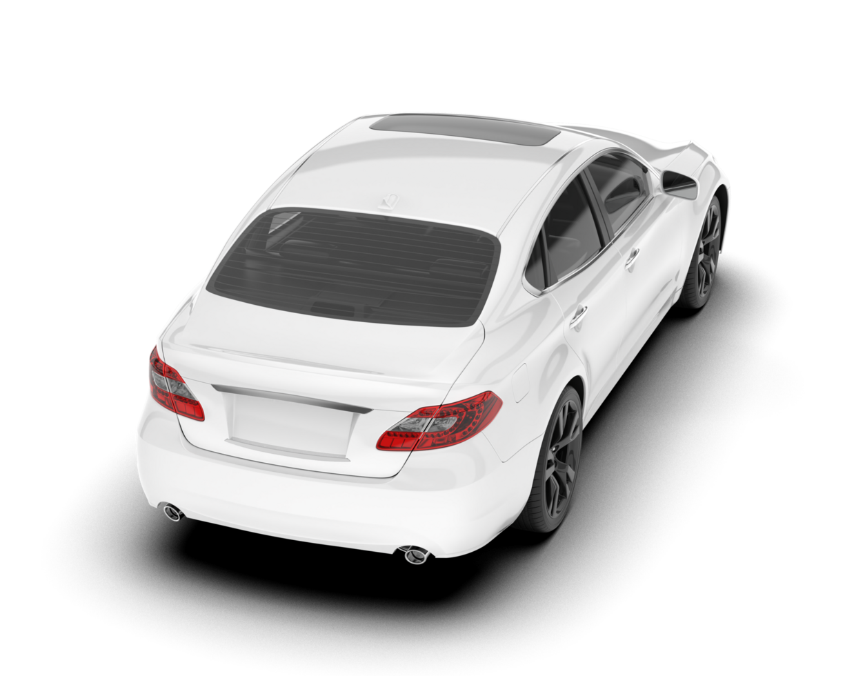 White city car isolated on transparent background. 3d rendering - illustration png