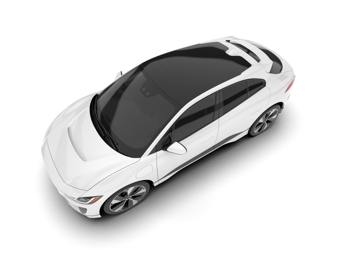White city car isolated on transparent background. 3d rendering - illustration png