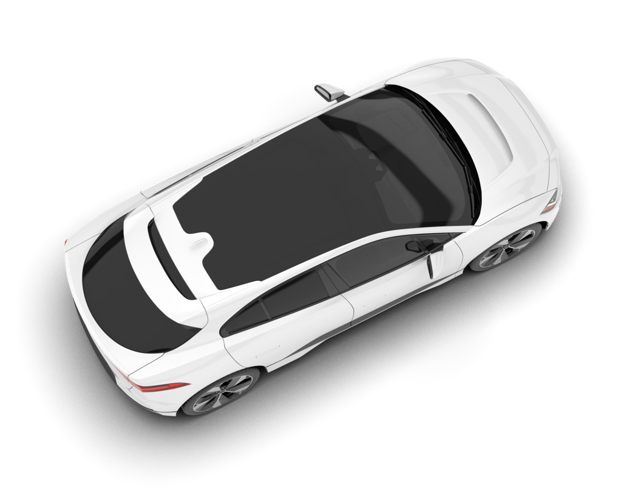 White city car isolated on transparent background. 3d rendering - illustration png