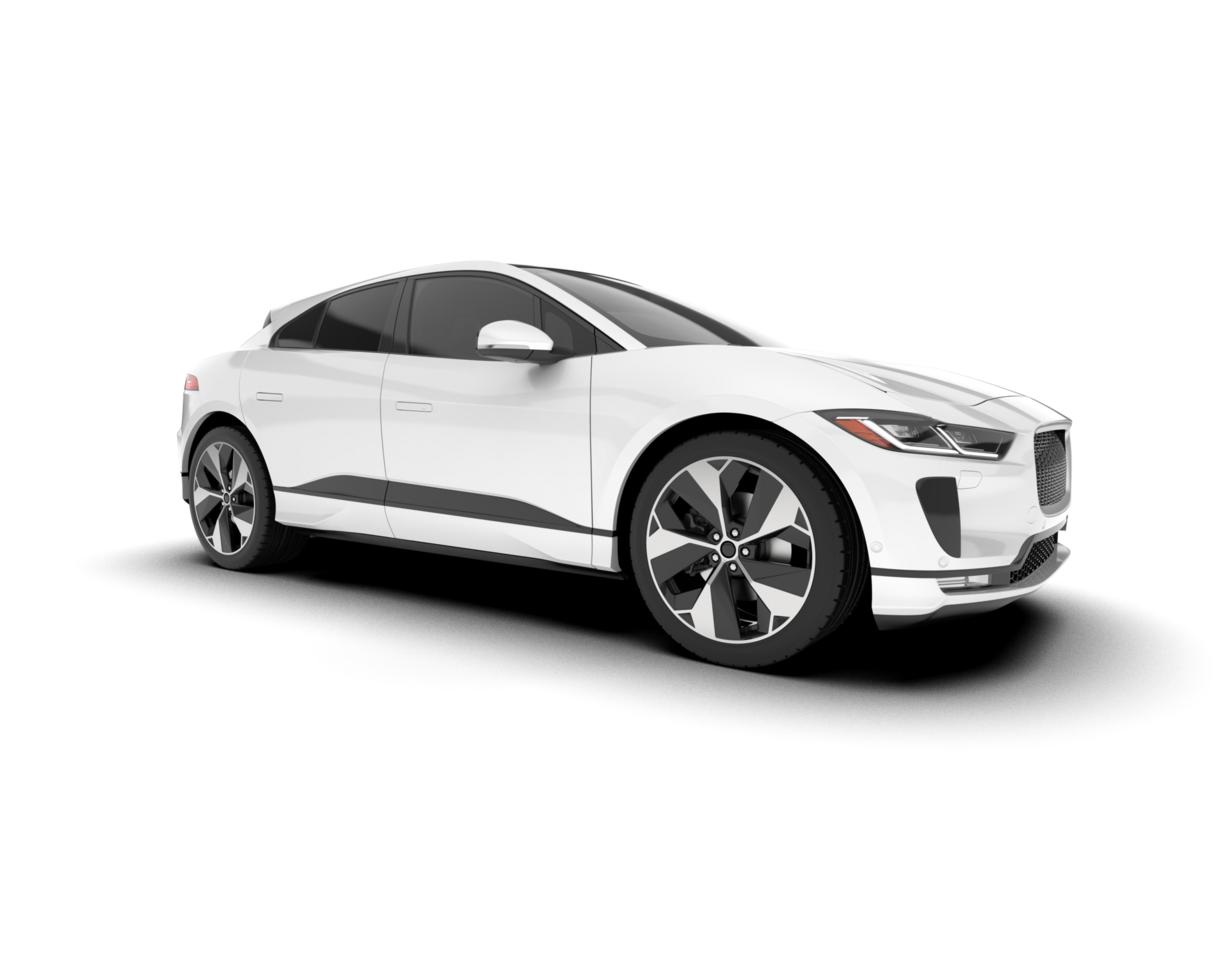 White city car isolated on transparent background. 3d rendering - illustration png