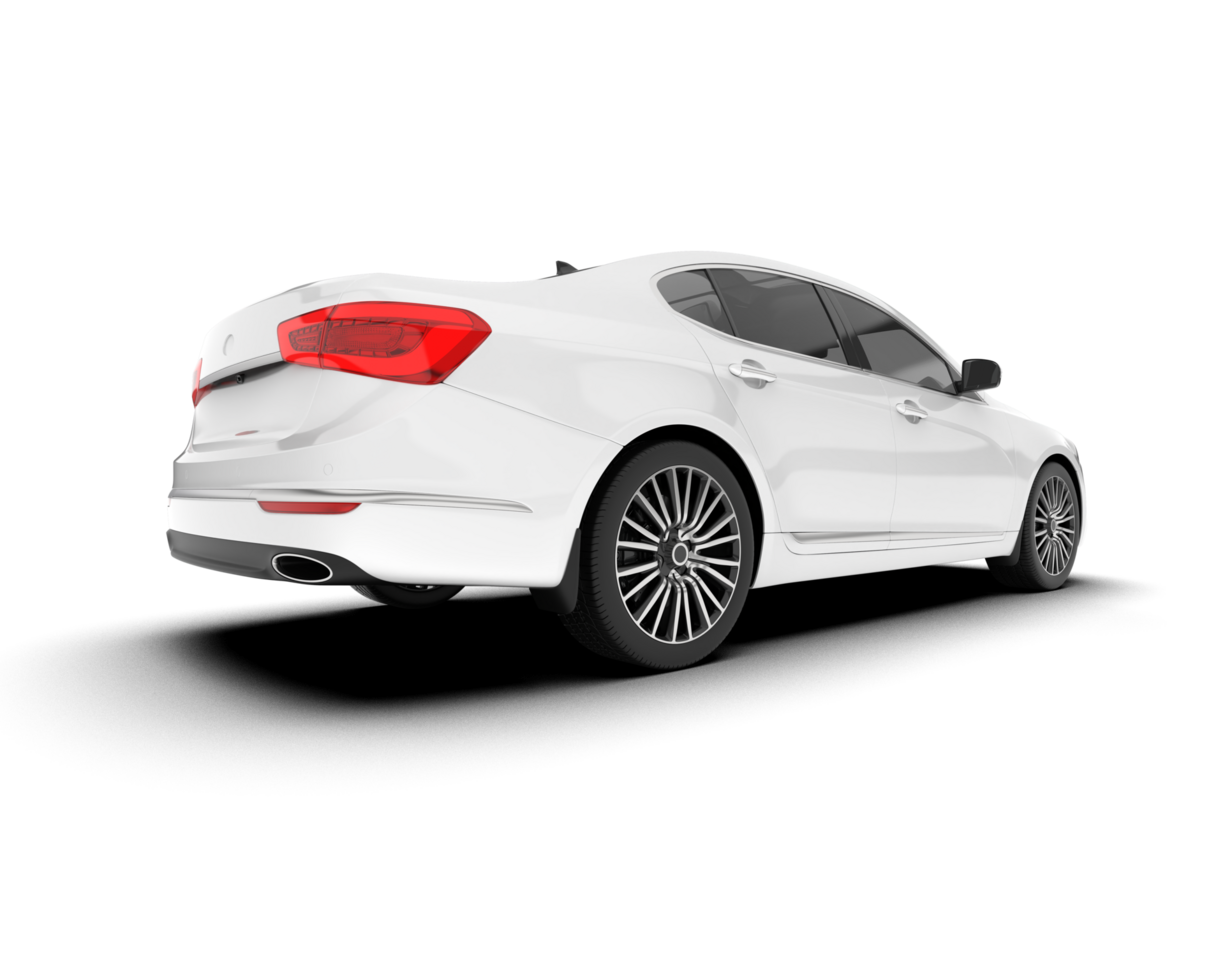 White city car isolated on transparent background. 3d rendering - illustration png