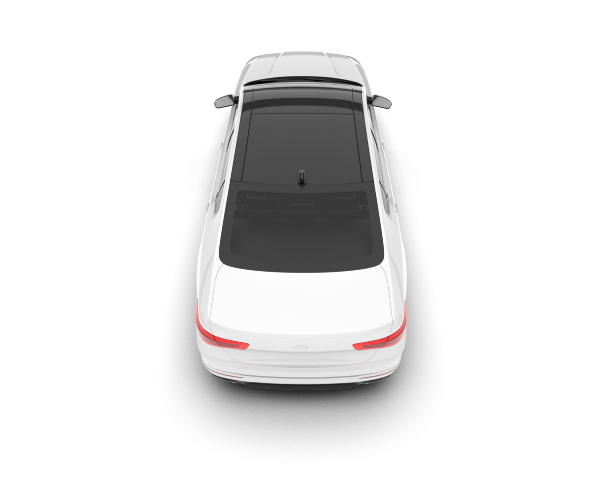 White city car isolated on transparent background. 3d rendering - illustration png