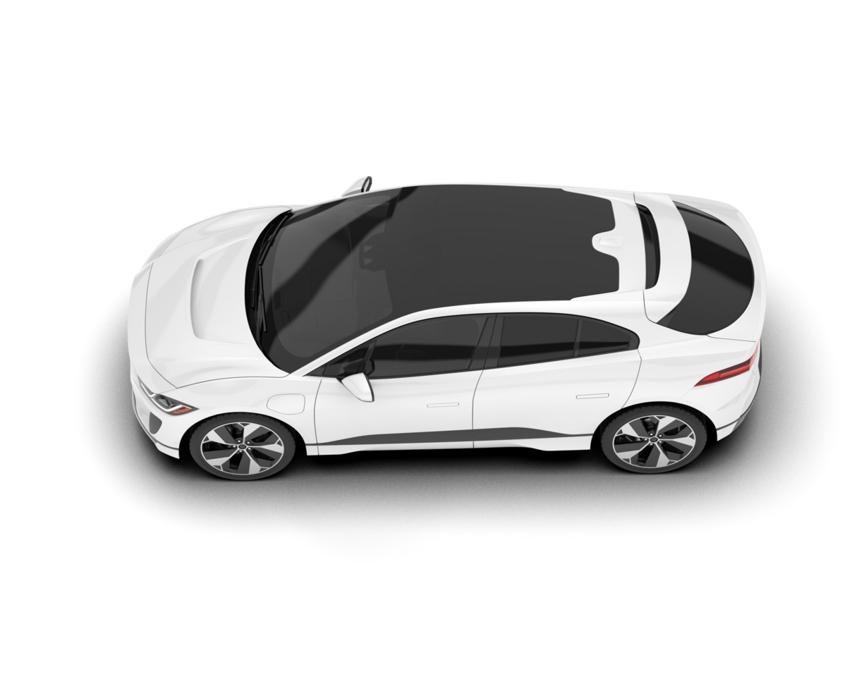White city car isolated on transparent background. 3d rendering - illustration png