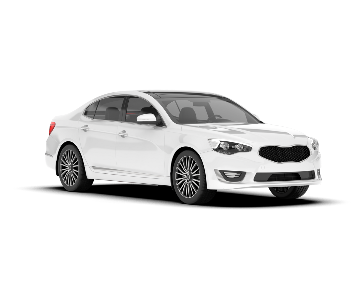 White city car isolated on transparent background. 3d rendering - illustration png