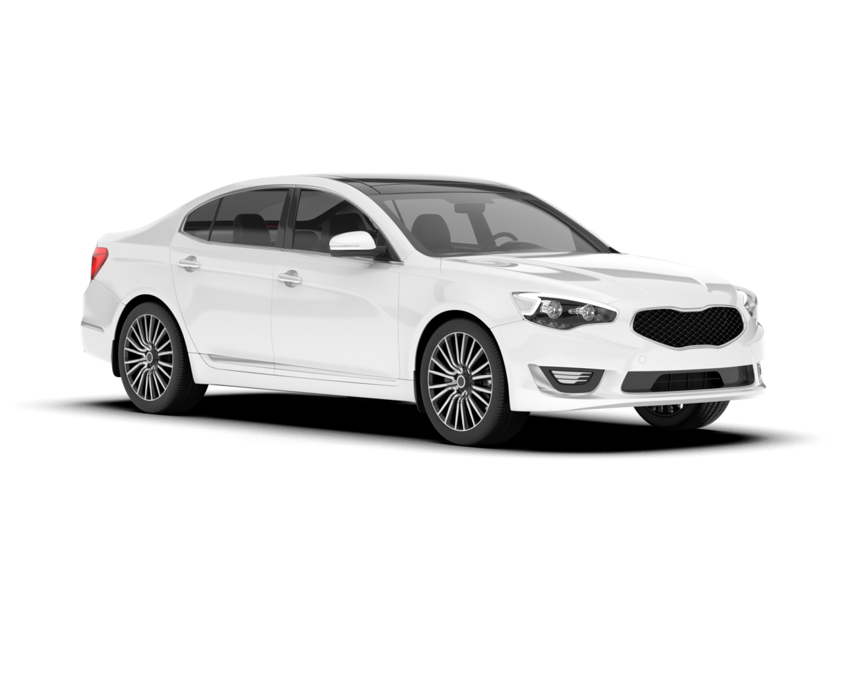 White city car isolated on transparent background. 3d rendering - illustration png