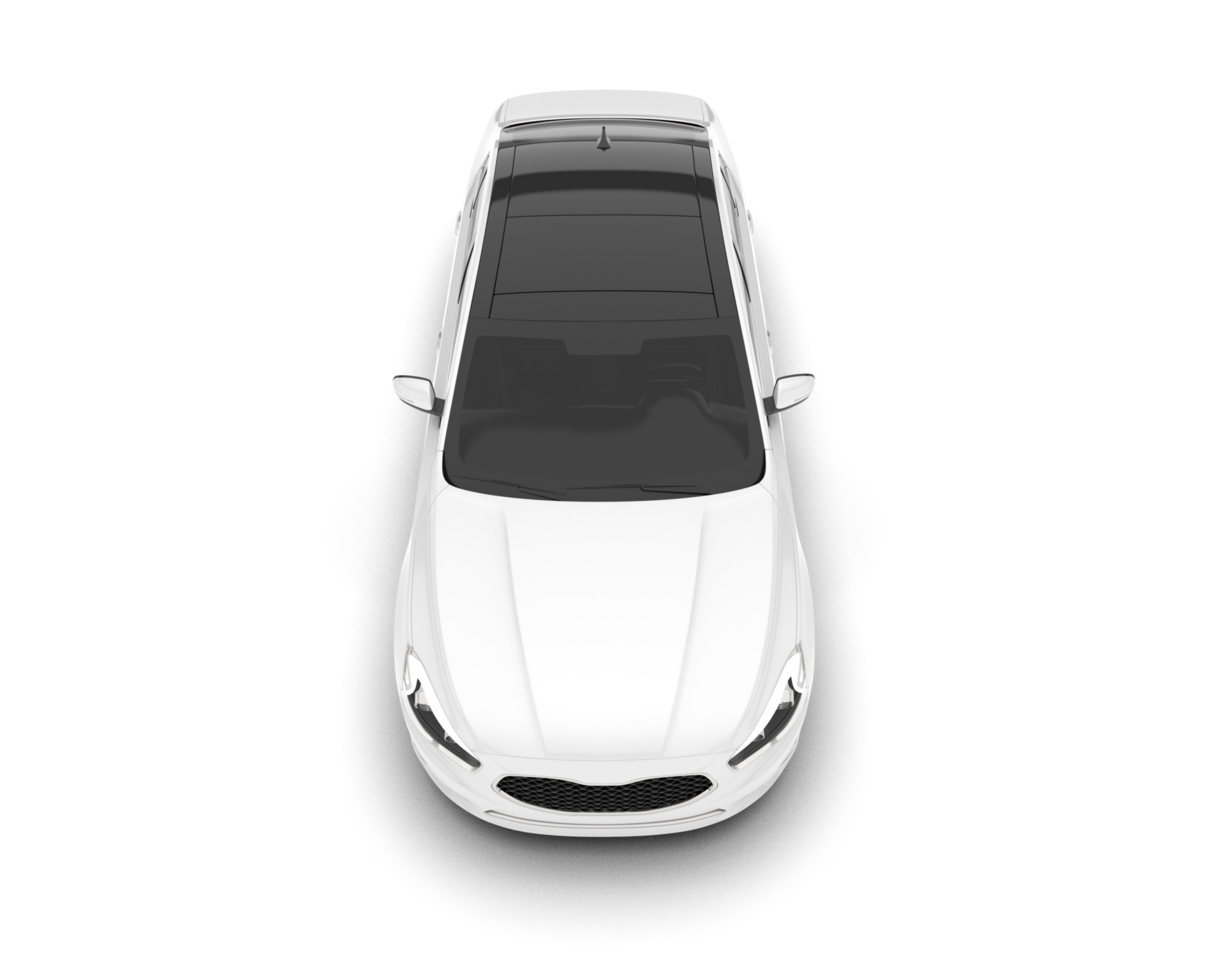 White city car isolated on transparent background. 3d rendering - illustration png