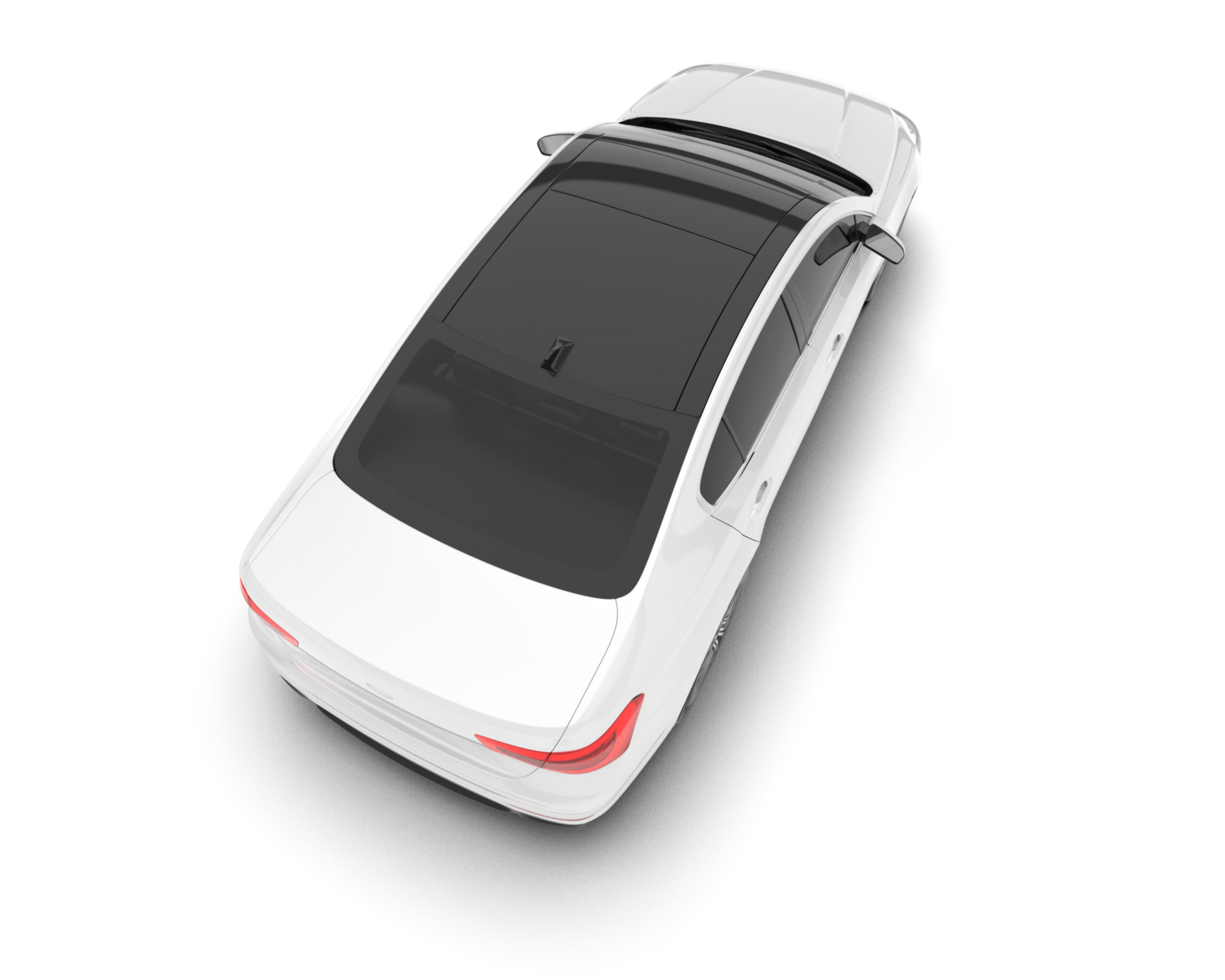 White city car isolated on transparent background. 3d rendering - illustration png