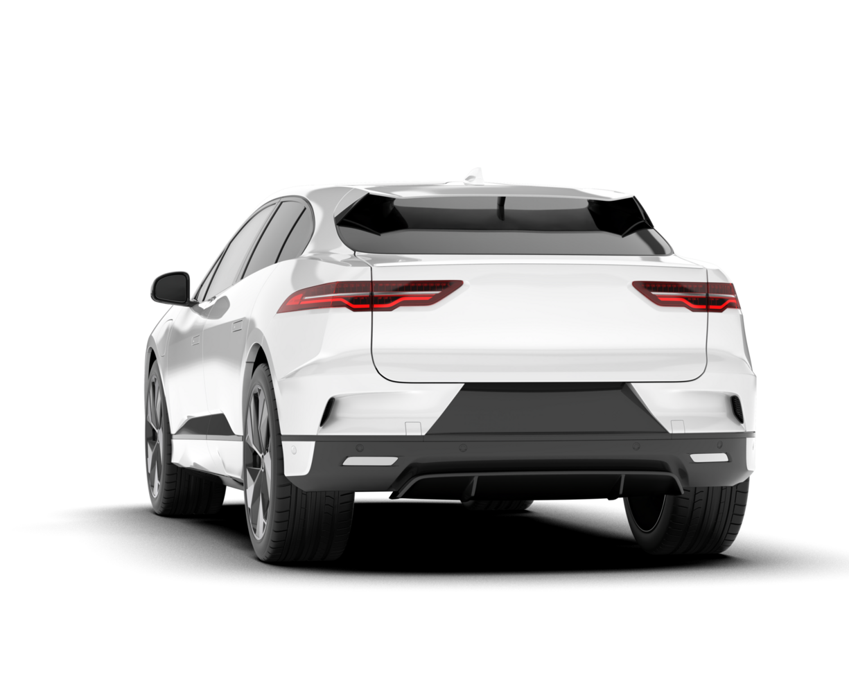 White city car isolated on transparent background. 3d rendering - illustration png