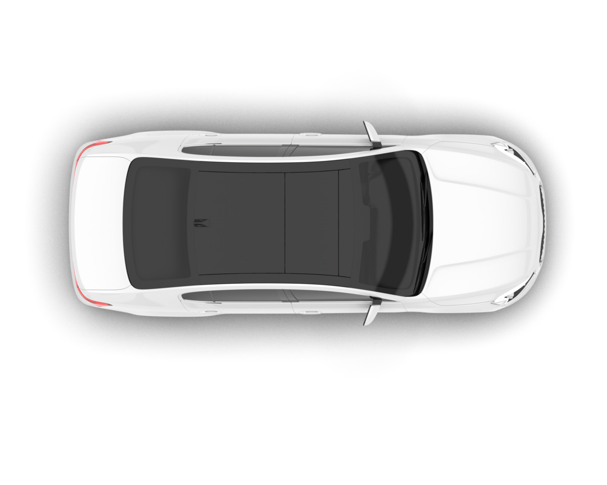 White city car isolated on transparent background. 3d rendering - illustration png