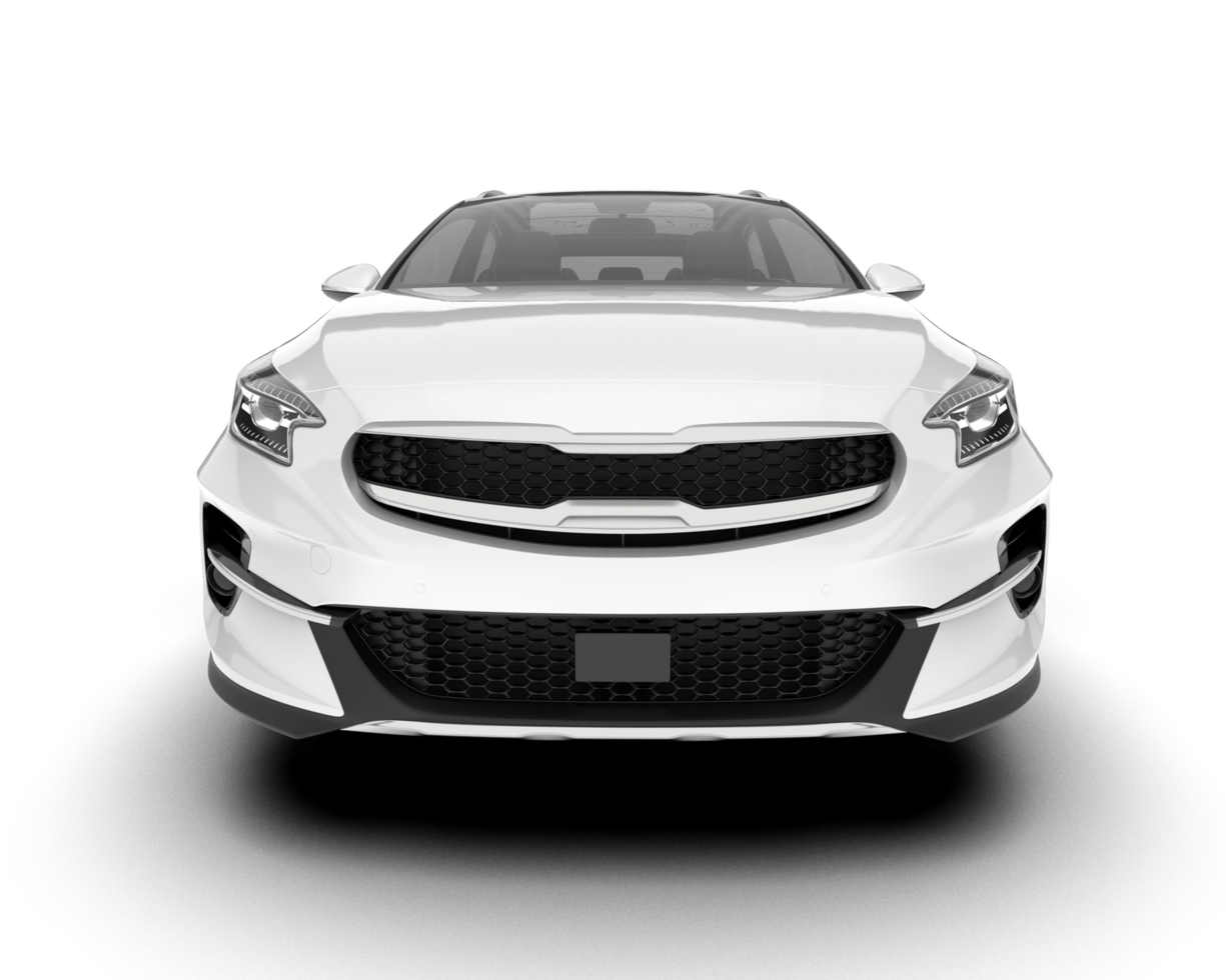 White city car isolated on transparent background. 3d rendering - illustration png