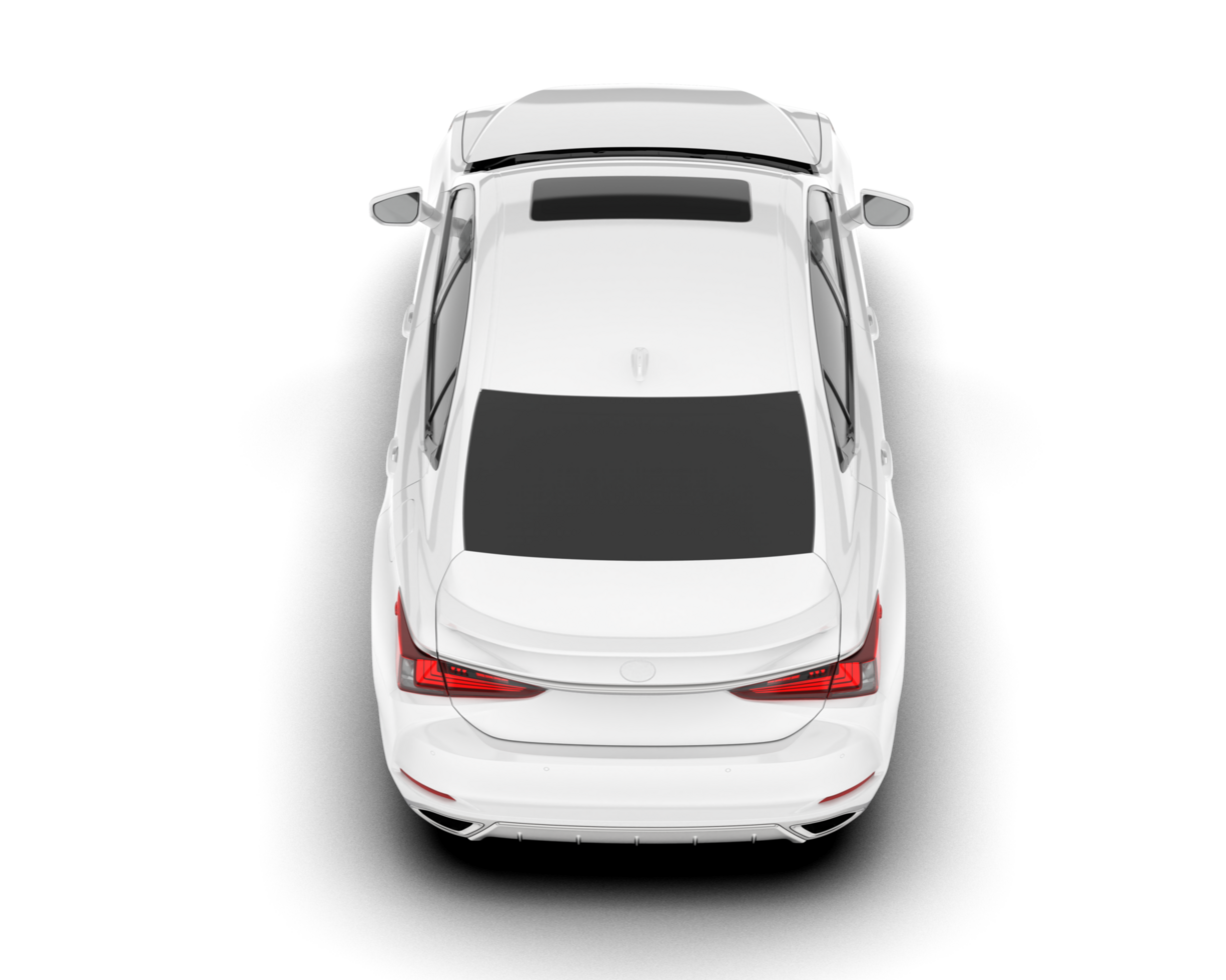 White city car isolated on transparent background. 3d rendering - illustration png