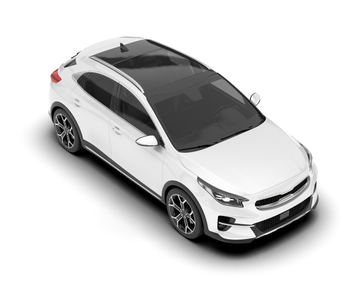 White city car isolated on transparent background. 3d rendering - illustration png