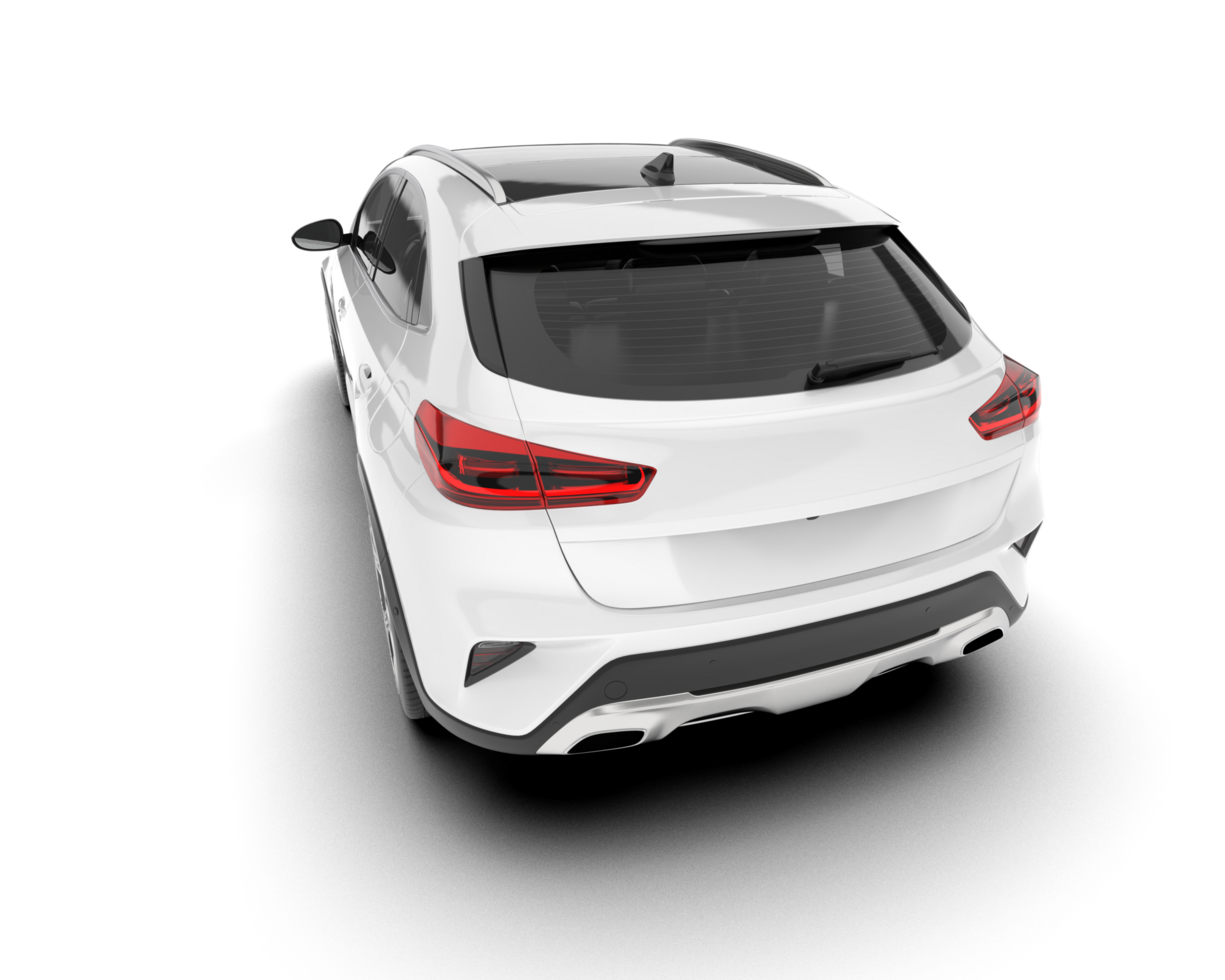 White city car isolated on transparent background. 3d rendering - illustration png