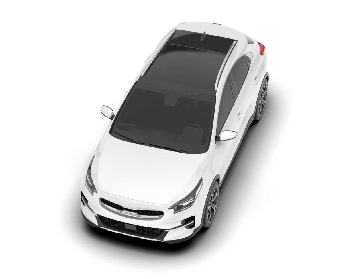 White city car isolated on transparent background. 3d rendering - illustration png