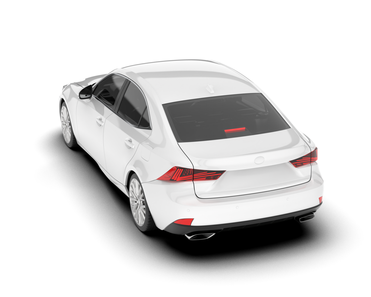 White city car isolated on transparent background. 3d rendering - illustration png