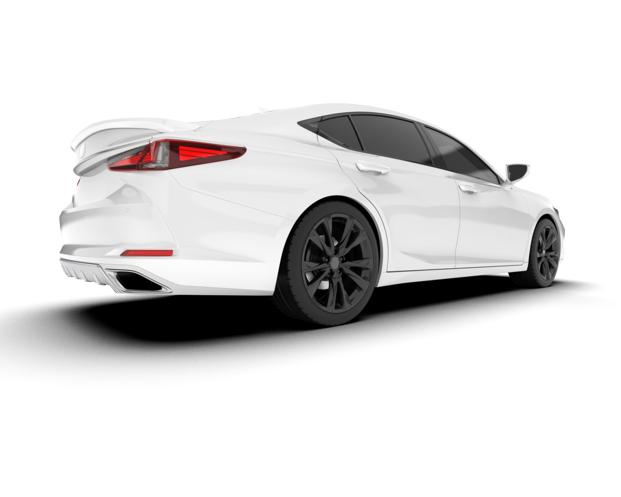 White city car isolated on transparent background. 3d rendering - illustration png