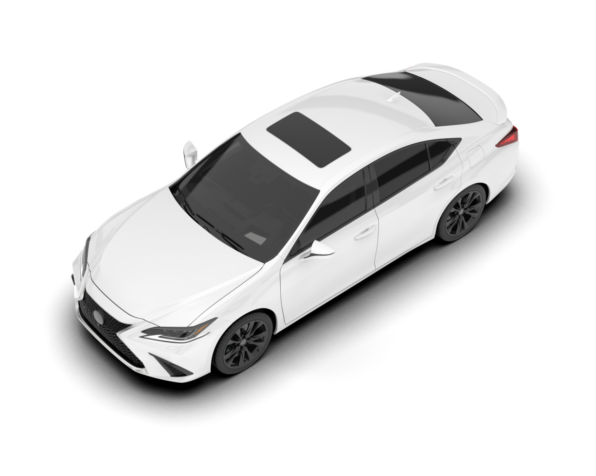 White city car isolated on transparent background. 3d rendering - illustration png