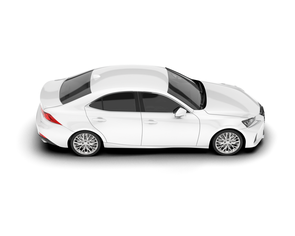 White city car isolated on transparent background. 3d rendering - illustration png