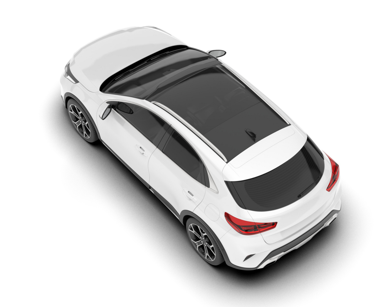 White city car isolated on transparent background. 3d rendering - illustration png