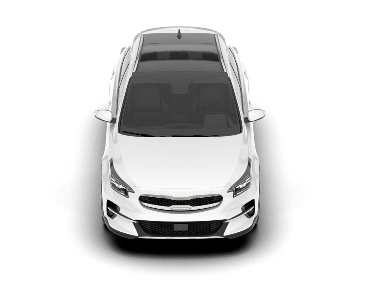 White city car isolated on transparent background. 3d rendering - illustration png