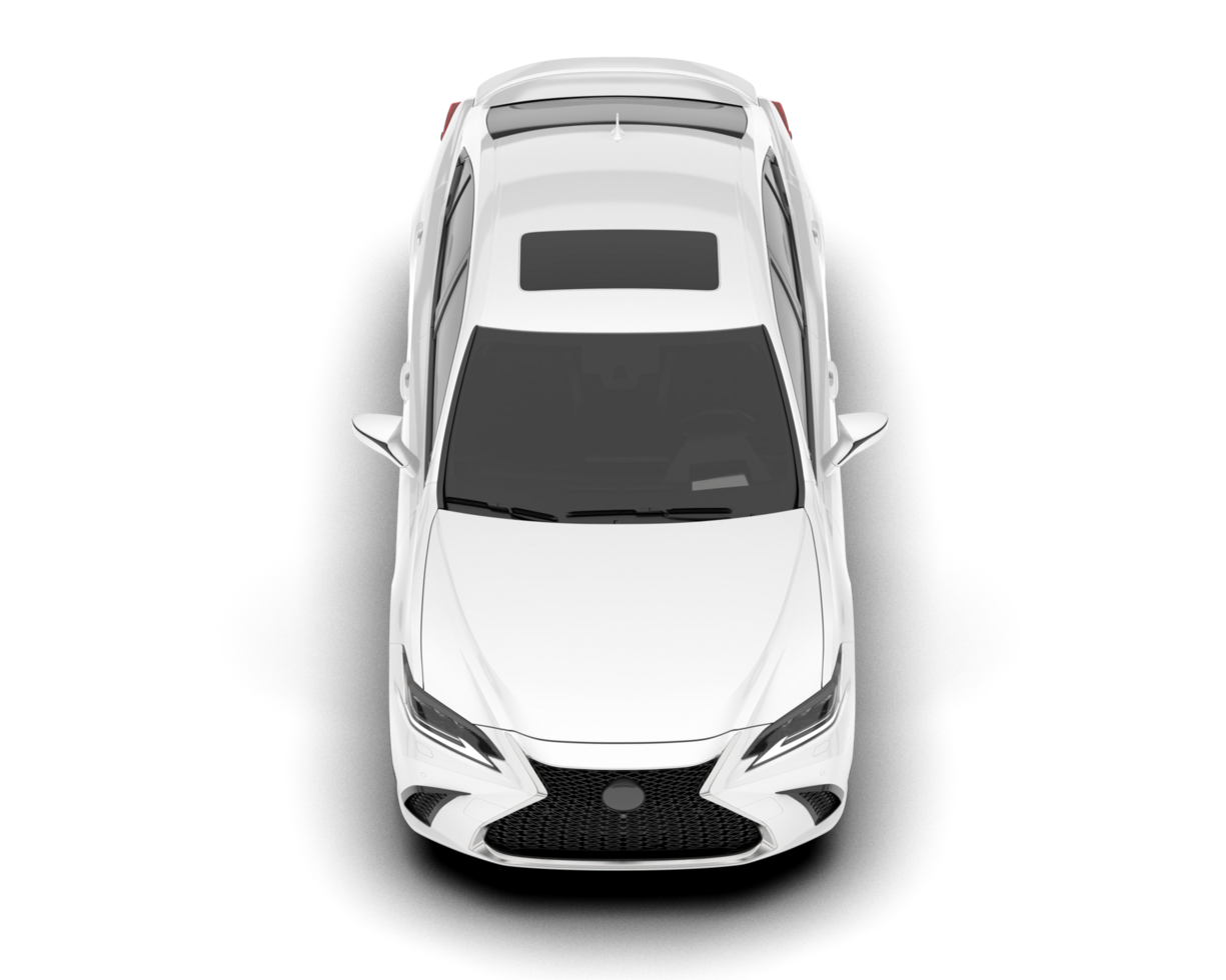 White city car isolated on transparent background. 3d rendering - illustration png