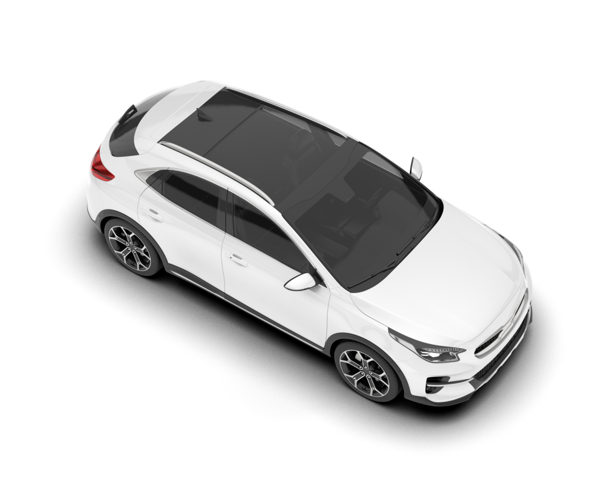 White city car isolated on transparent background. 3d rendering - illustration png