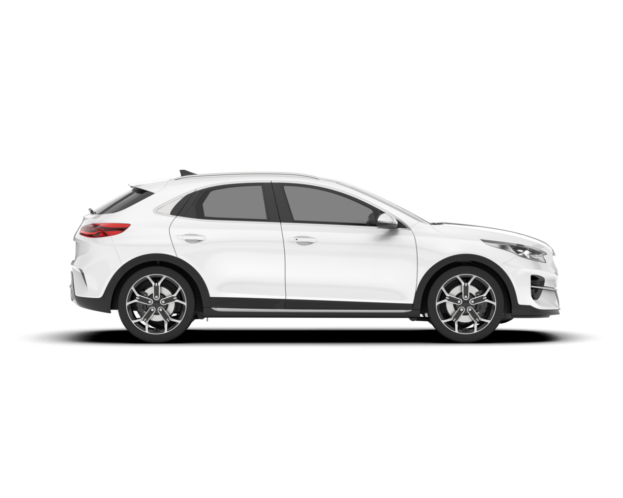 White city car isolated on transparent background. 3d rendering - illustration png