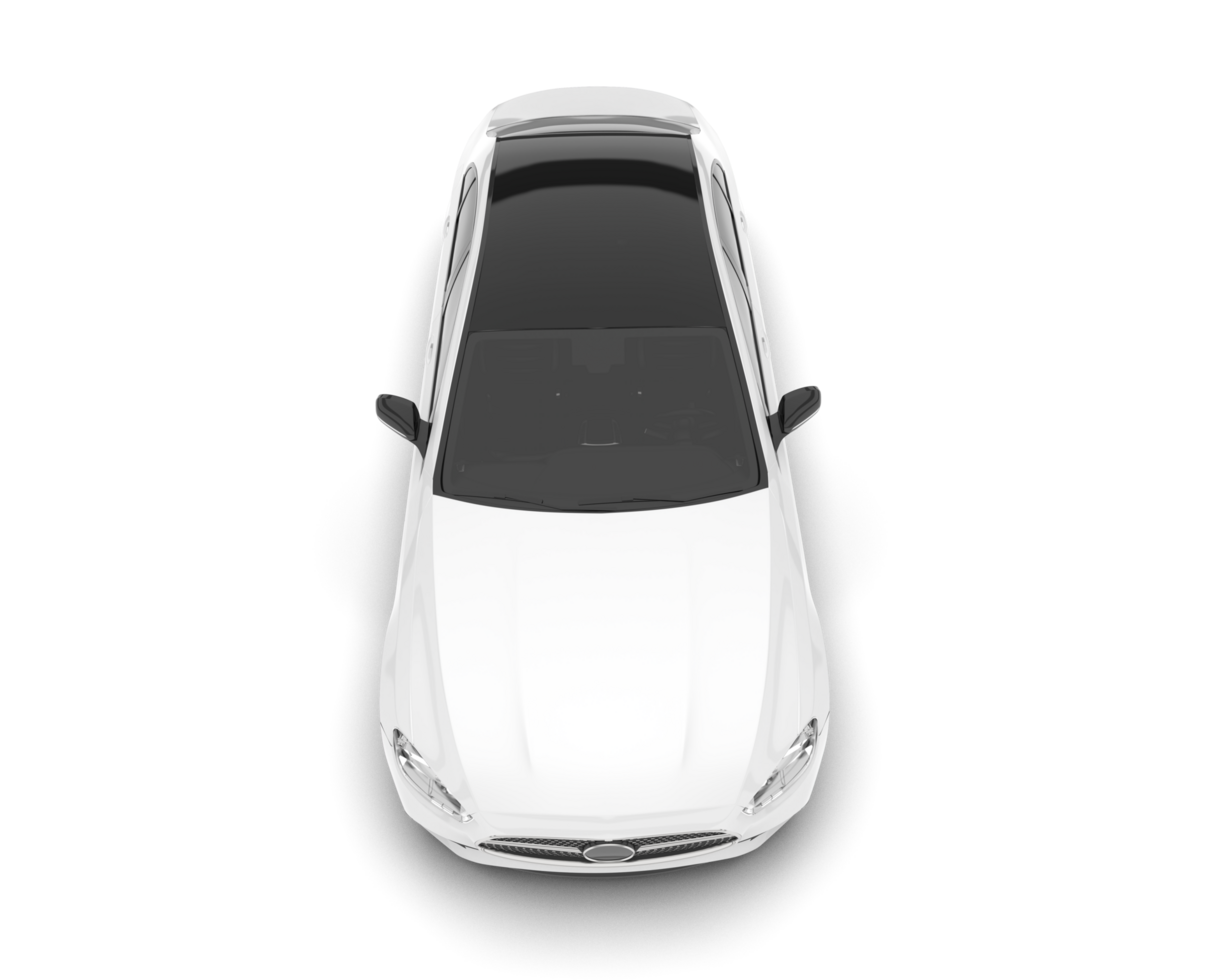 White city car isolated on transparent background. 3d rendering - illustration png