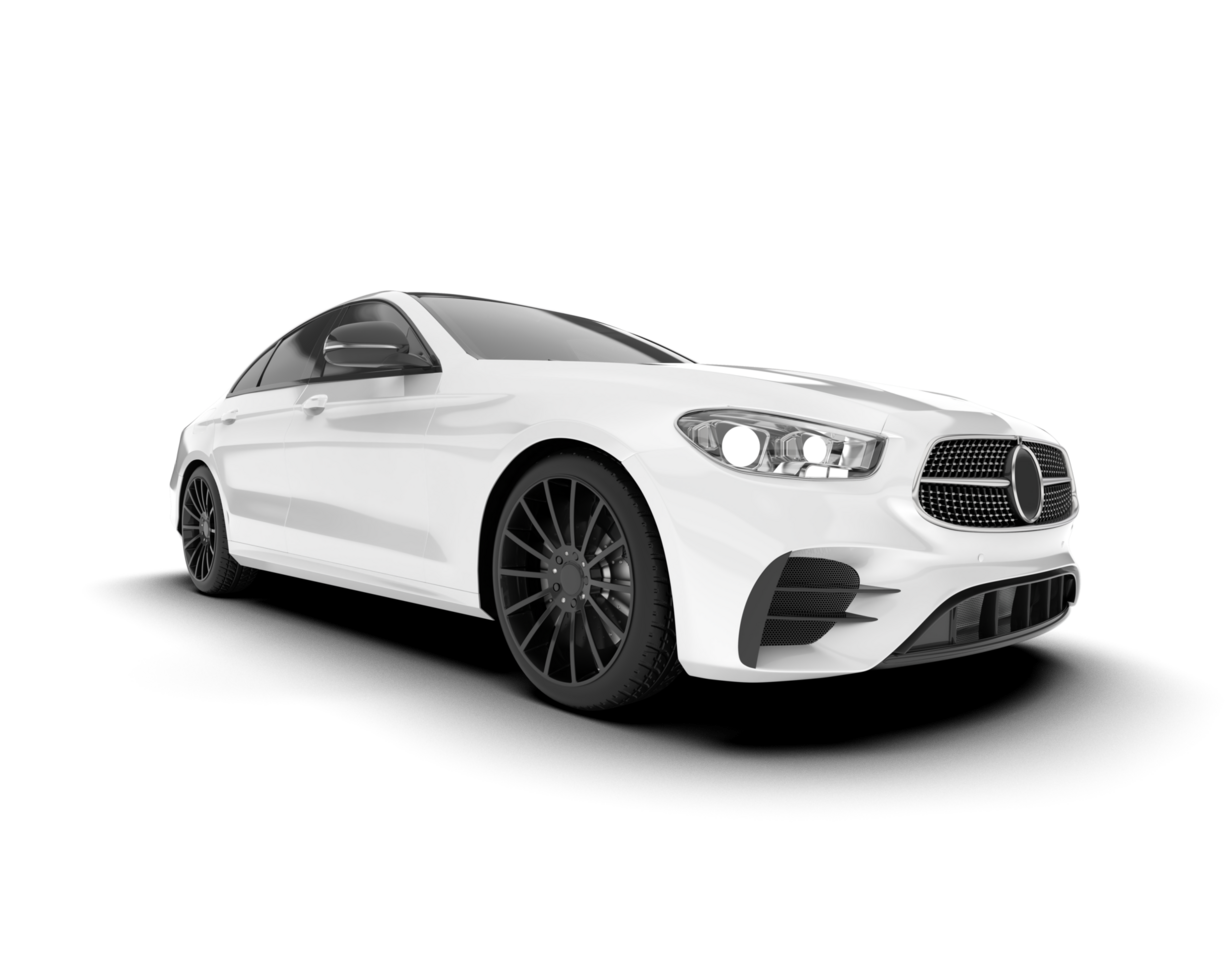 White city car isolated on transparent background. 3d rendering - illustration png